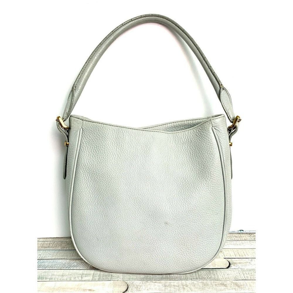 ROOMY J.CREW PEBBLED GRAY GENUINE LEATHER TOTE HOBO SHOULDER BAG PURSE HANDBAG